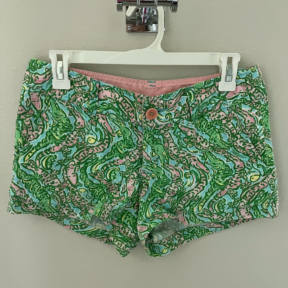 Lilly Pulitzer Callahan Shorts Size 0 Pink/Green/Blue Alligators
